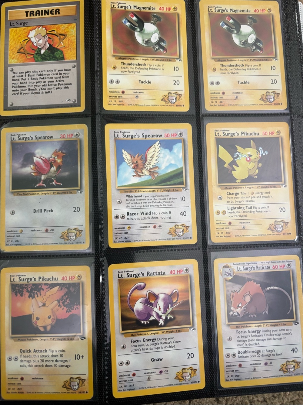Pokemon Lt. Surge Trainer Card Set - Yellow, Black, Red Accents